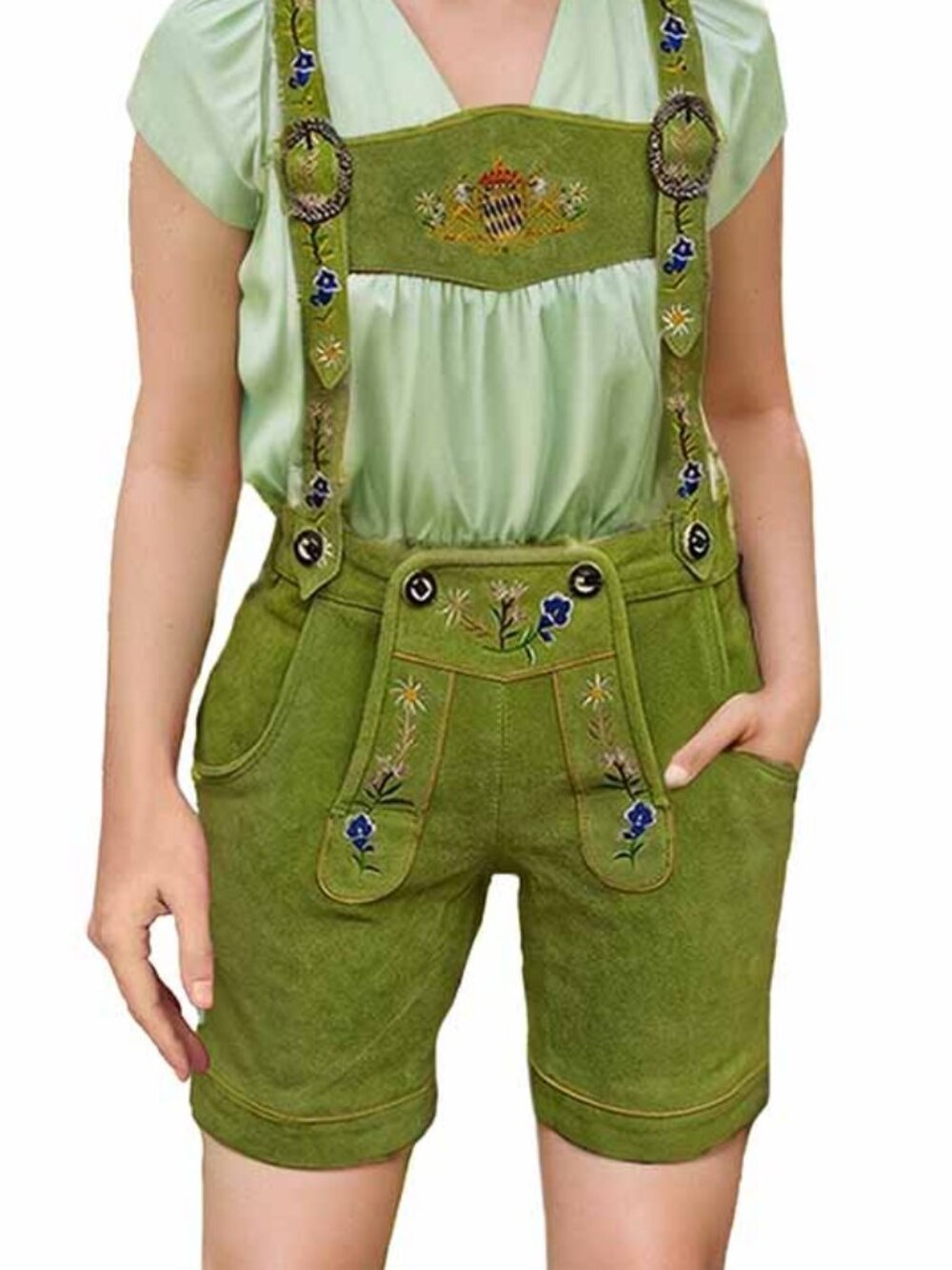 Authentic Women’s Lederhosen Green  Oktoberfest Bavarian Outfit